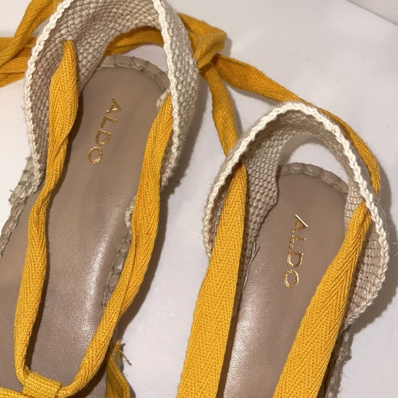 NWT ALDO Seniorita Yellow Wrap Tie Espadrilles 8.5 - Picture 7 of 12